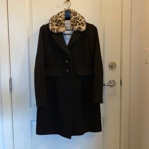 Kate Spade Removable Fur Collar Wool Coat